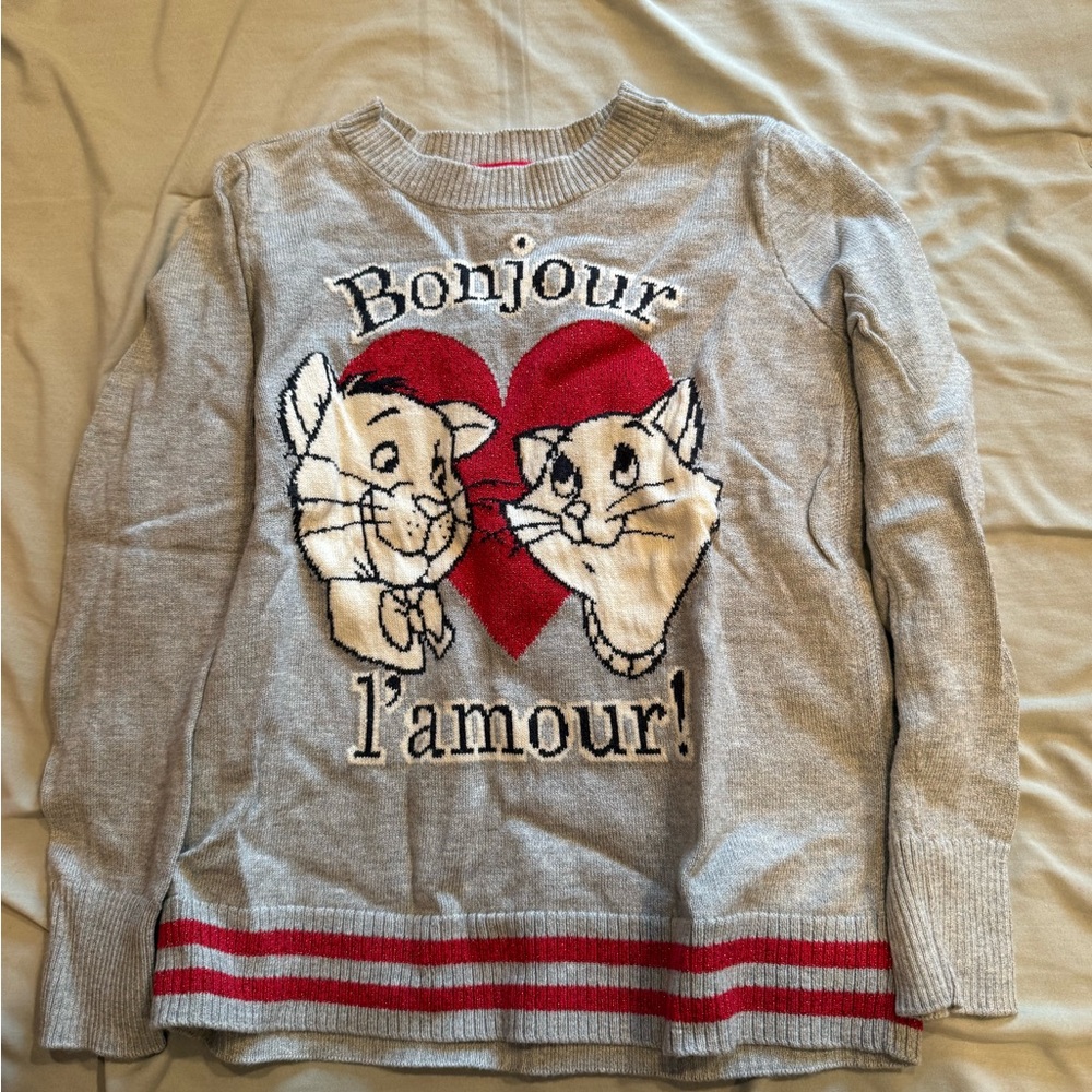 GAP Kids Disney Aristocats Gray Sweater with Red Trim